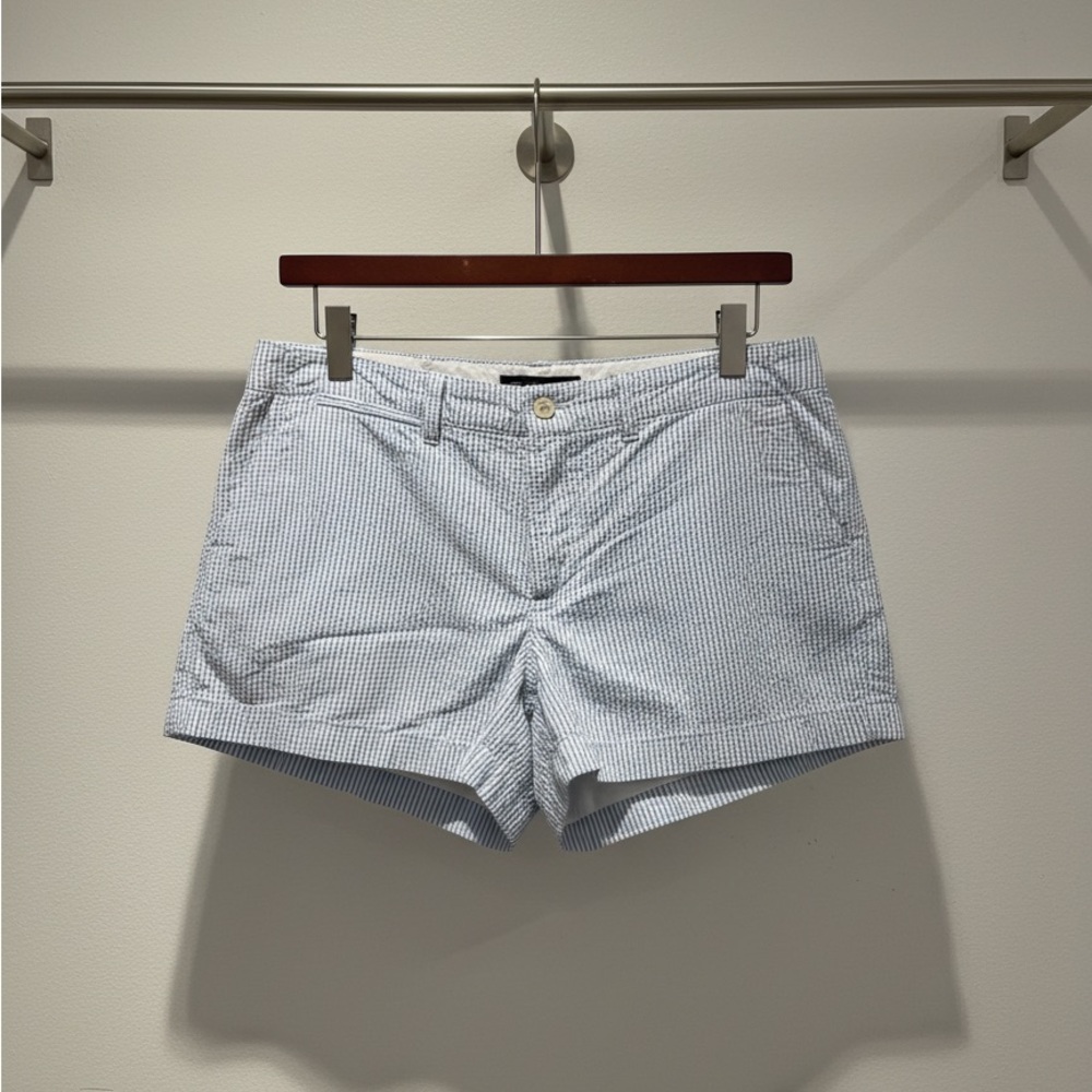 Ralph Lauren Women's Light Blue Striped Shorts - Picture 2 of 7